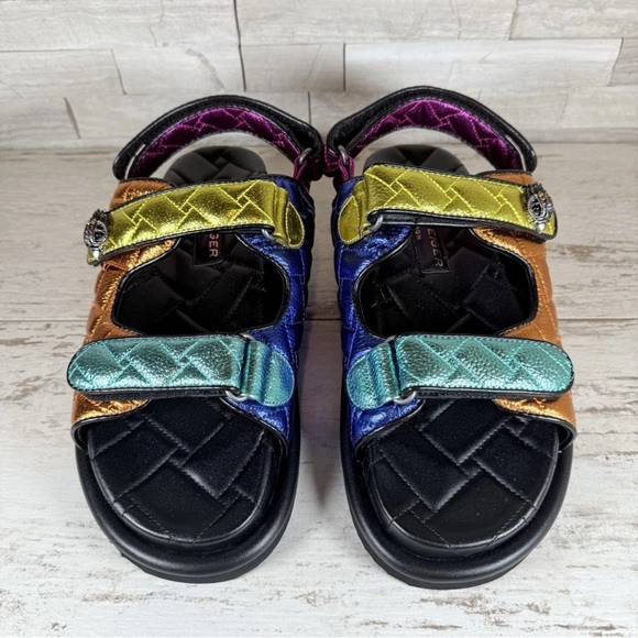 Kurt Geiger London Orson Quilted Metallic Leather Platform Dad Sandals Size 40.5 - Picture 6 of 16